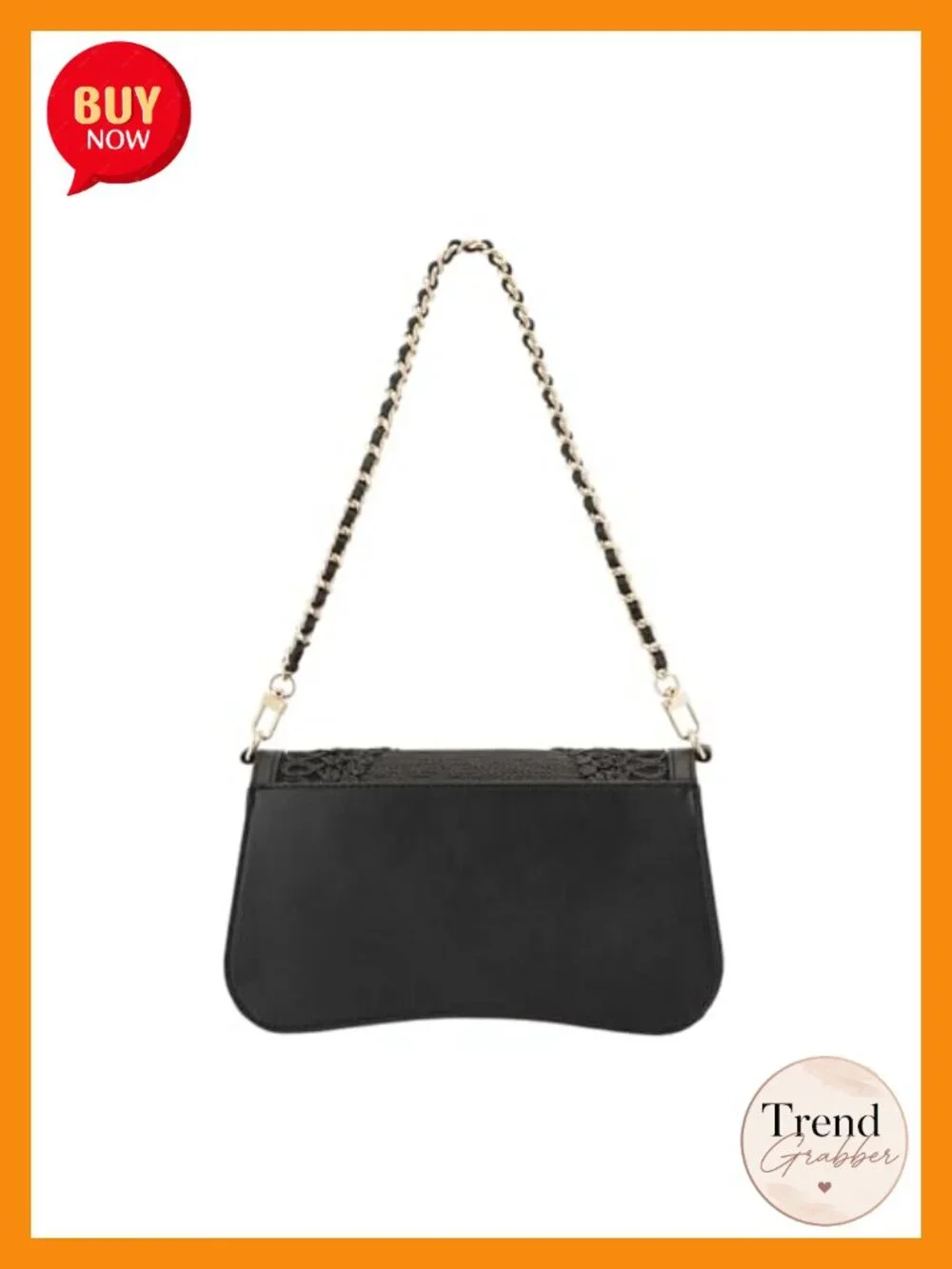 Faux Leather Chain Flap Satchel Shoulder Bag